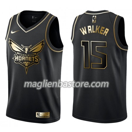 Maglia NBA Charlotte Hornets Kemba Walker 15 Nike Nero Golden Edition Swingman - Uomo